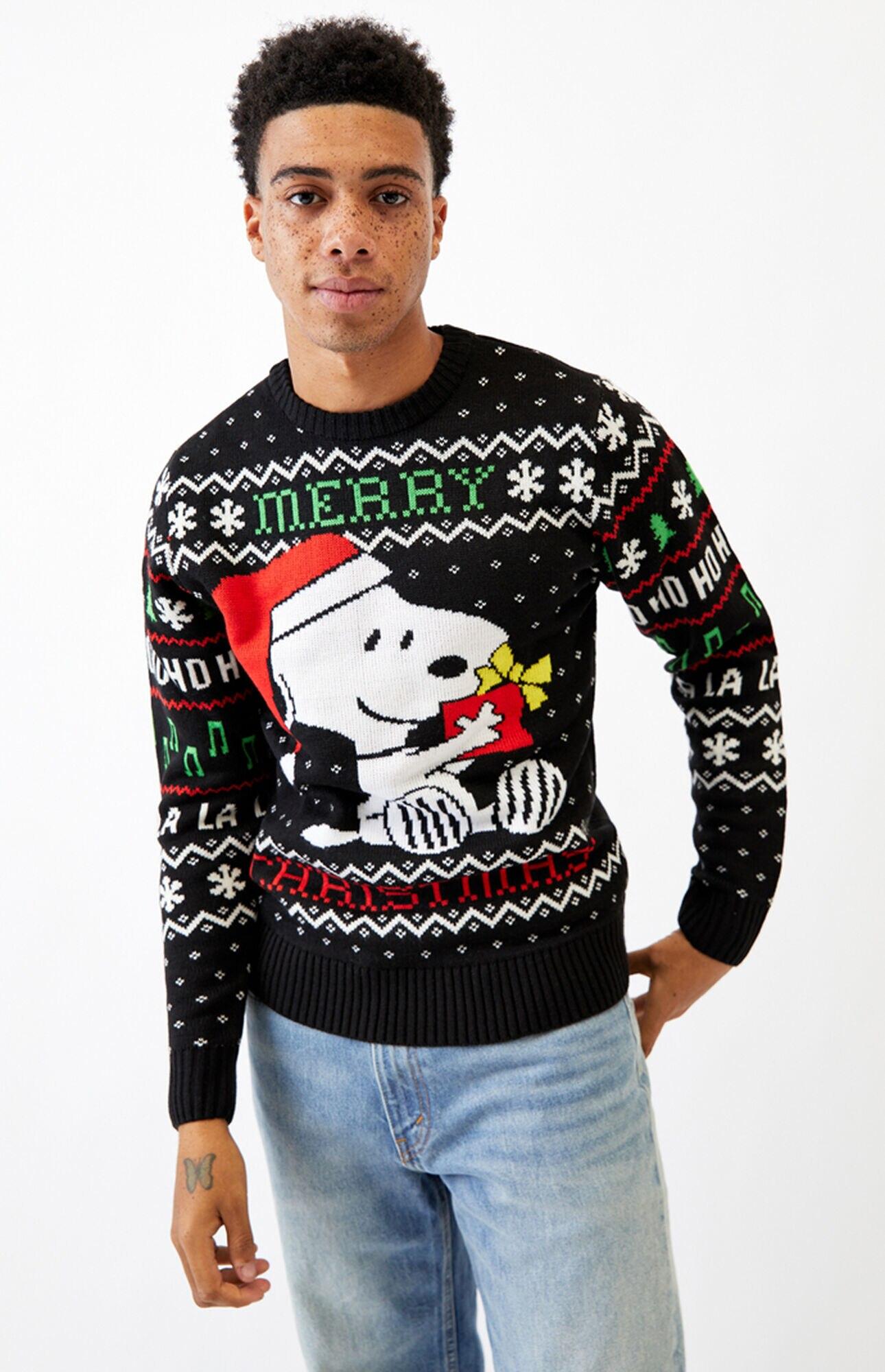 Pacsun Snoopy Christmas Crew Neck Sweatshirt In Black For Men Lyst
