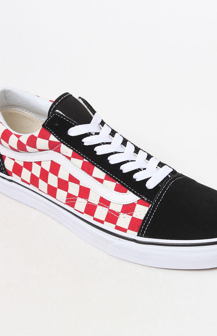 vans checkerboard black and red