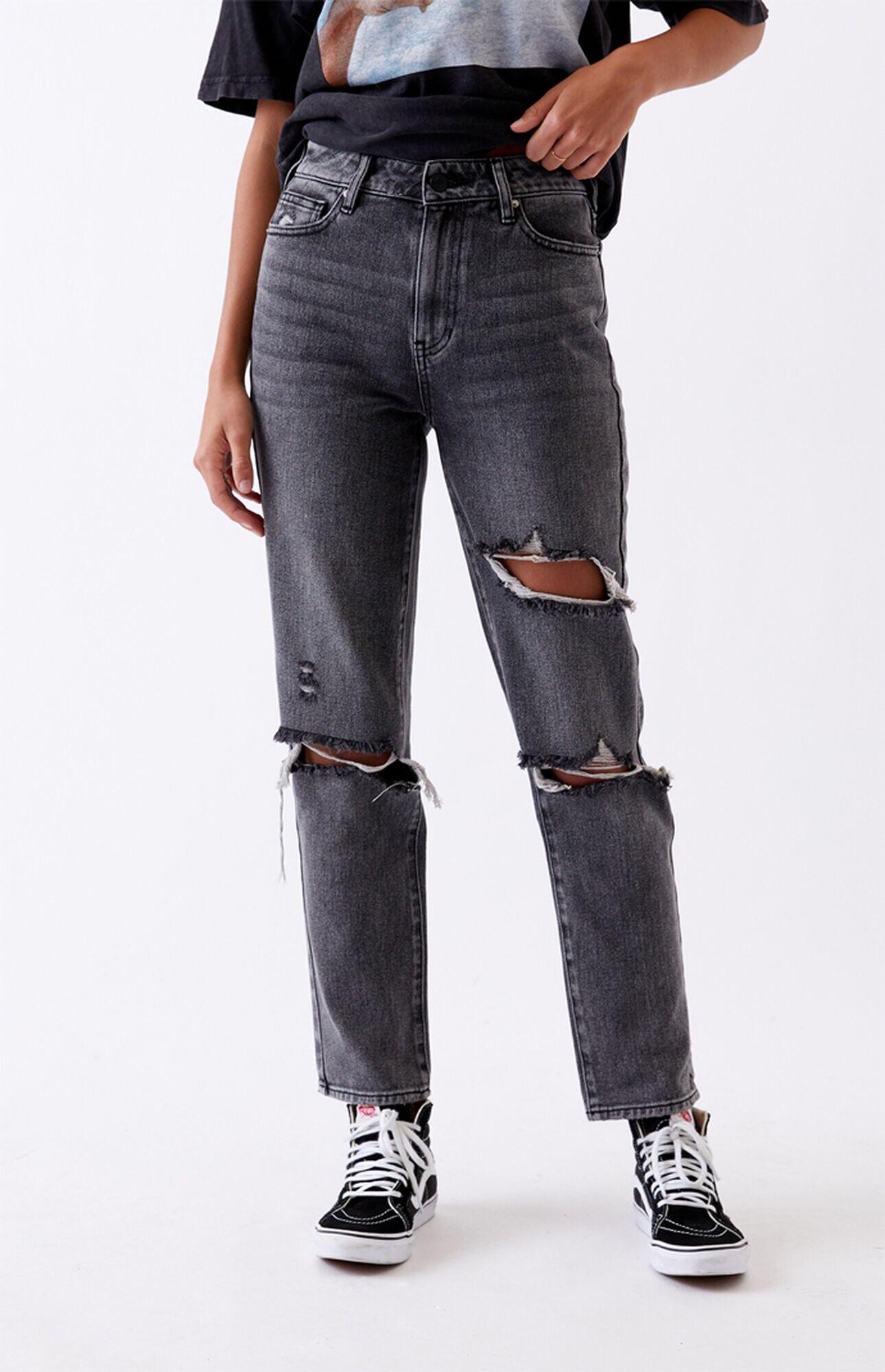 black faded ripped jeans womens
