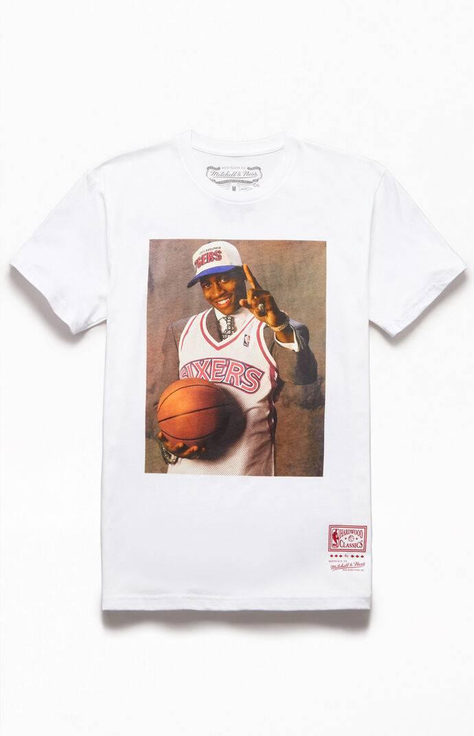 Mitchell & Ness Draft Day Allen Iverson T-shirt in White for Men - Lyst