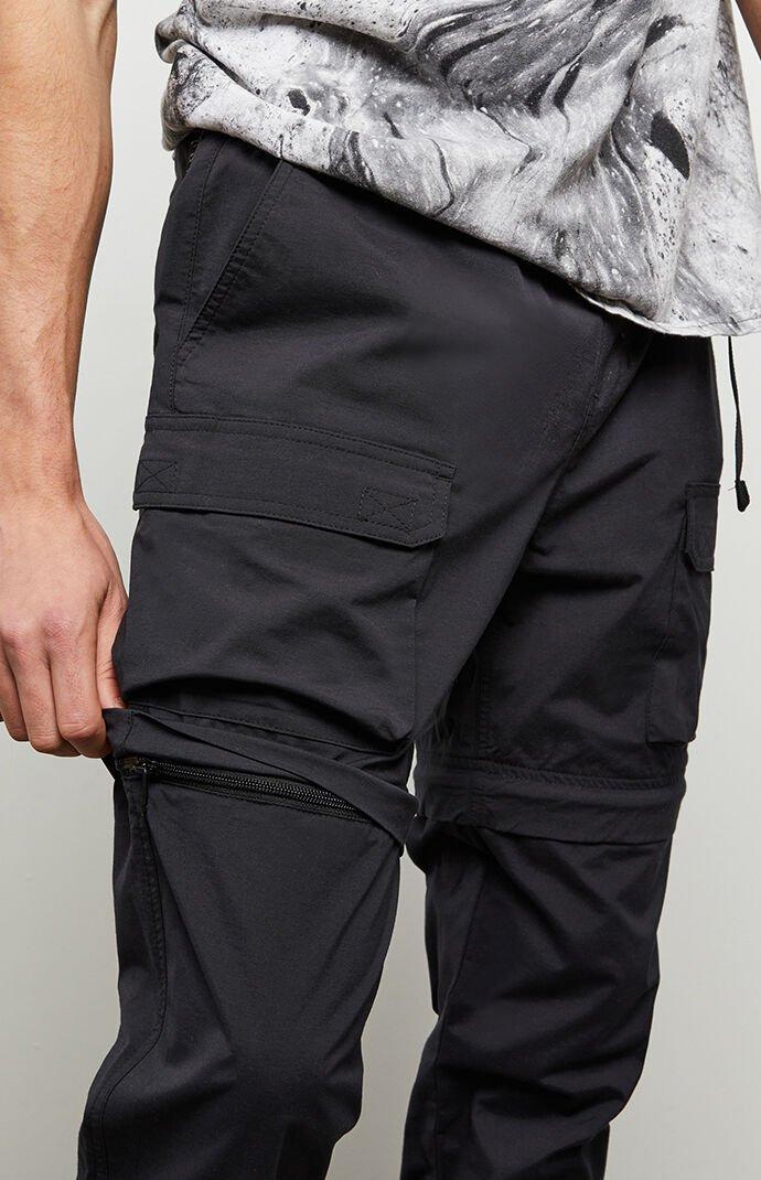 black zip off cargo pants