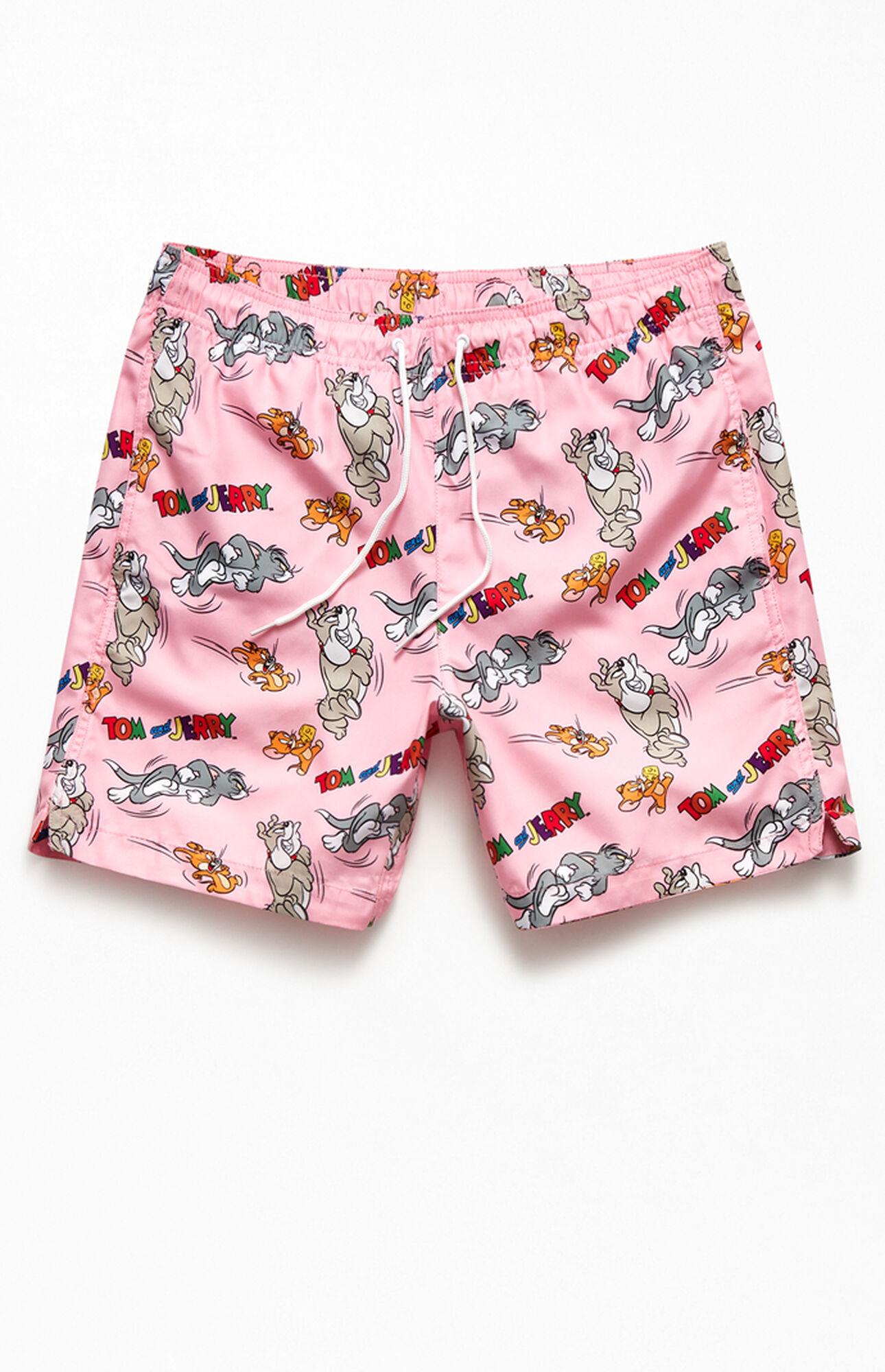 PacSun Tom & Jerry 17" Swim Trunks in Pink for Men | Lyst