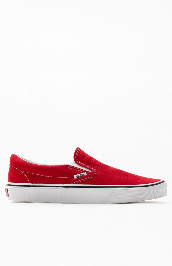 womens red vans slip ons