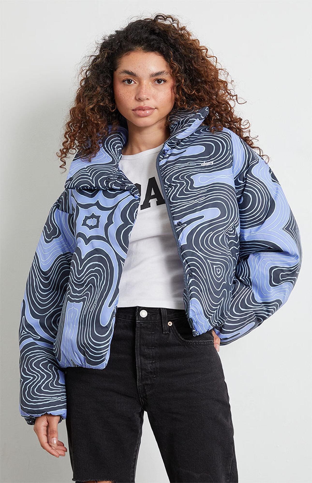 Obey Wavy Amber Puffer Jacket in Blue Lyst