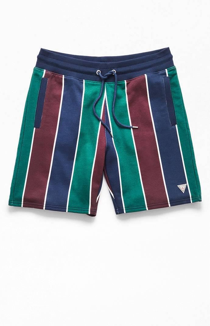 guess striped drawstring shorts