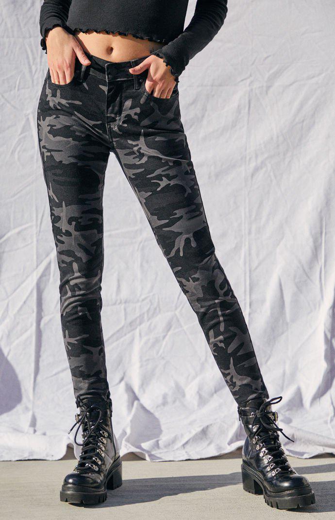 Levi's Denim 711 Black Camouflage Skinny Jeans - Lyst