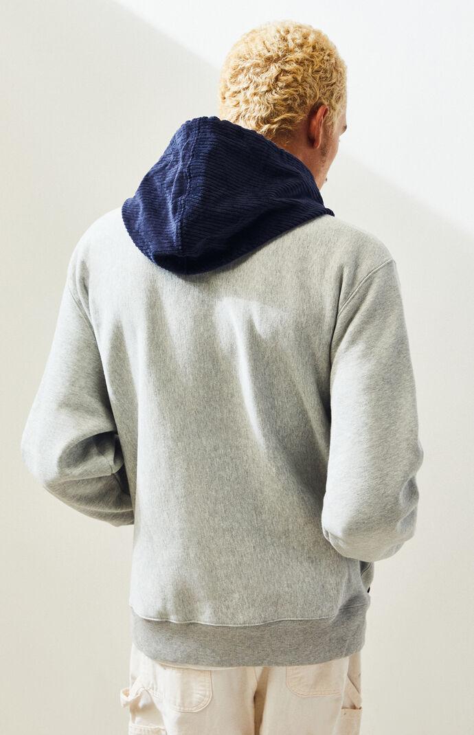champion corduroy piecing pullover hoodie