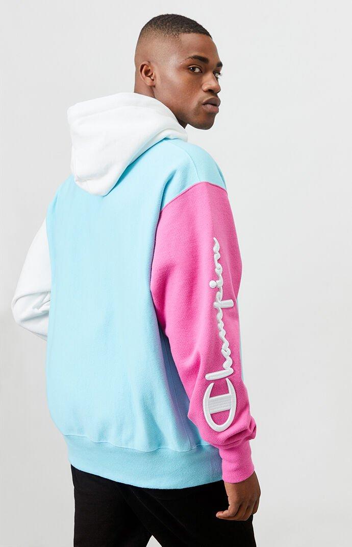 Champion Colorblocked Reverse Weave Hoodie in Blue for Men | Lyst