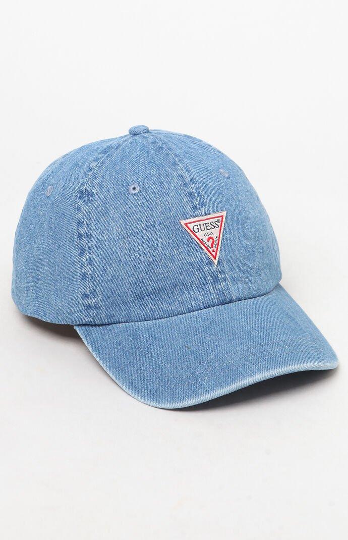 Guess Denim Triangle Strapback Dad Hat in Blue for Men | Lyst
