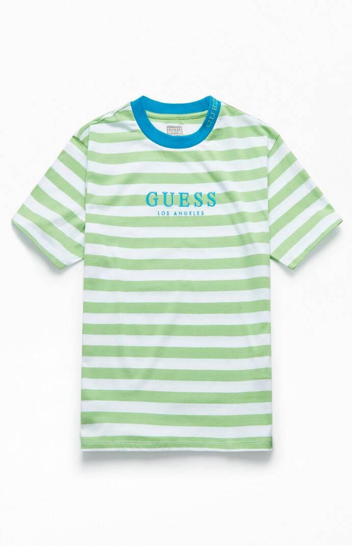 Guess 81 Go Striped T-shirt in Green/White (Green) for Men - Lyst