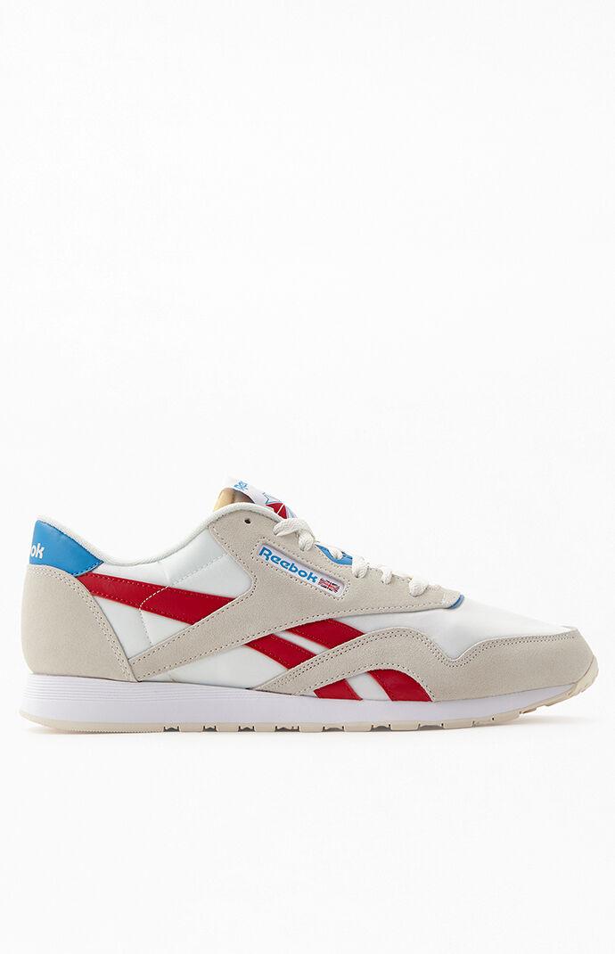 Reebok Synthetic Off White & Red Classic Nylon Shoes for Men | Lyst