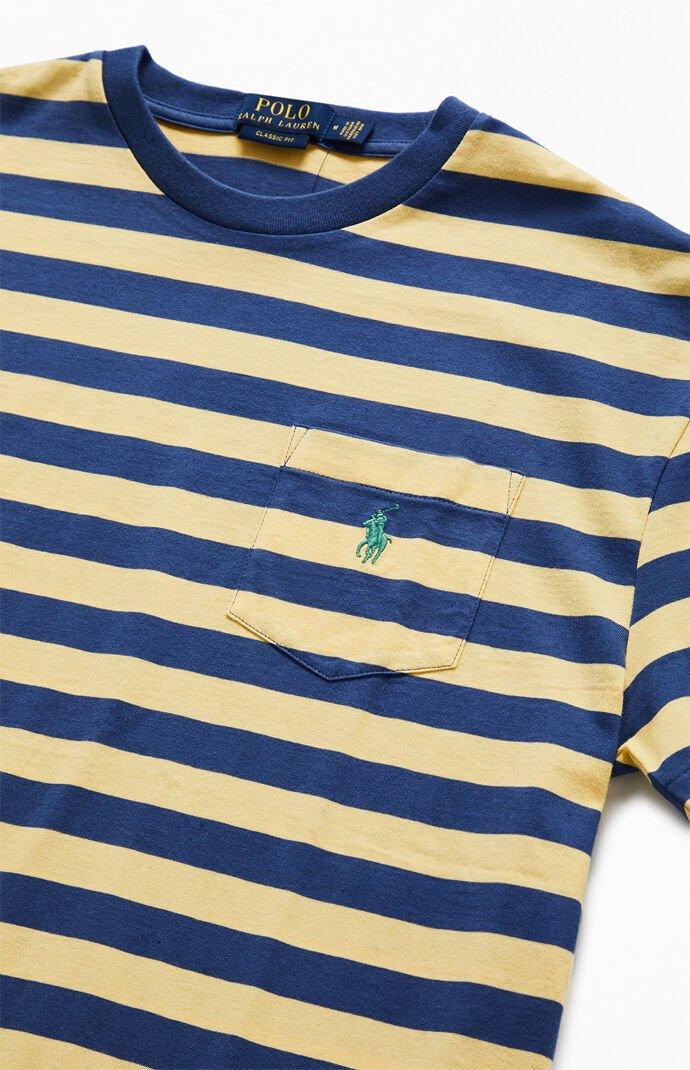 Polo Ralph Lauren Yellow Blue Animated Striped Pocket T Shirt For Men Lyst