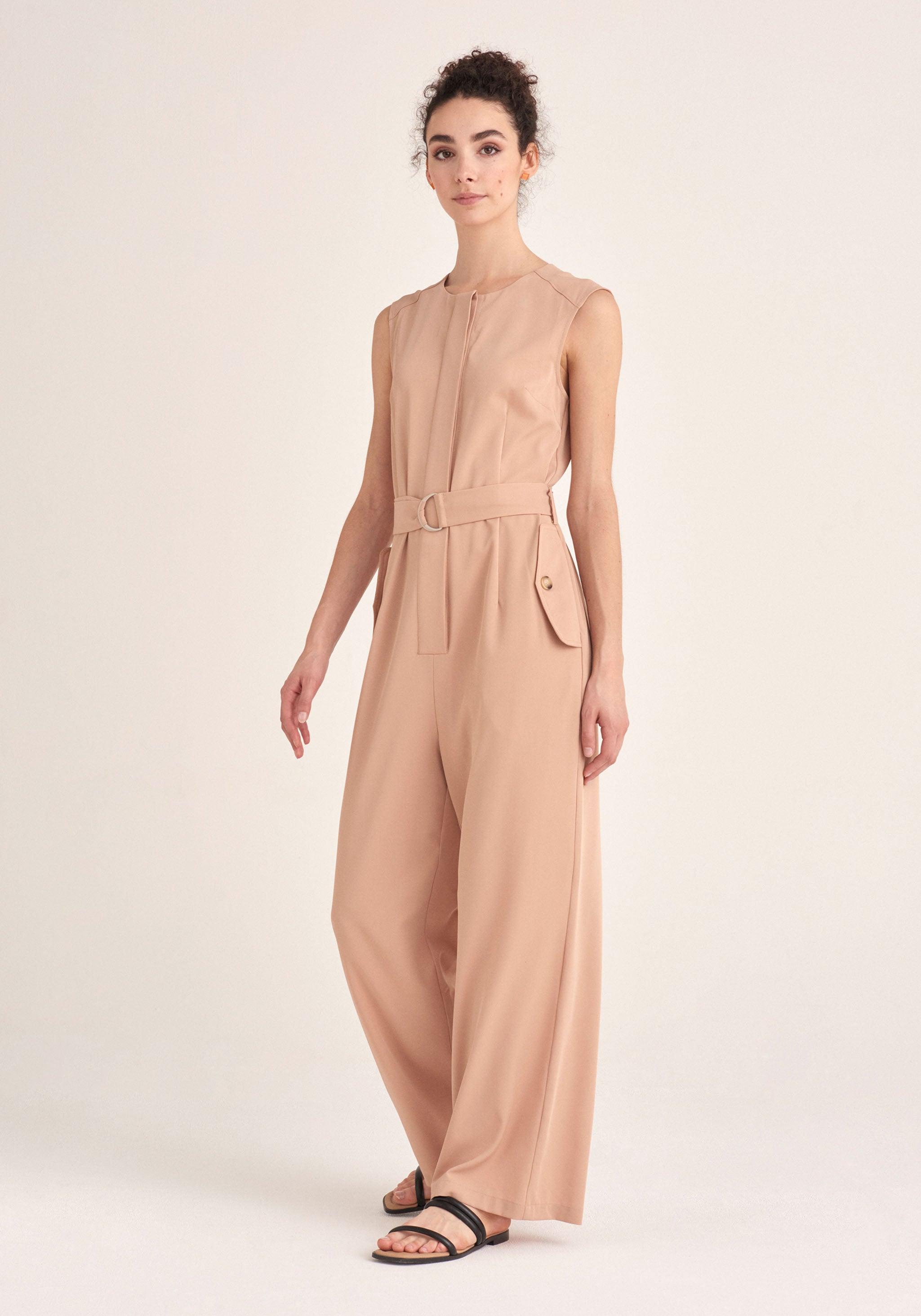 Paisie Synthetic Sleeveless Utility Jumpsuit In Tan in Natural Womens Clothing Jumpsuits and rompers Full-length jumpsuits and rompers 