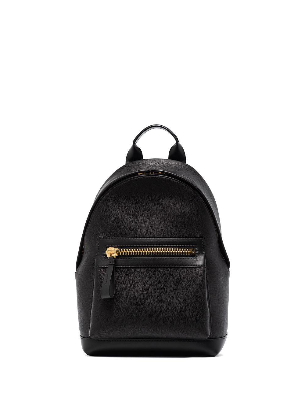 mens black leather backpack