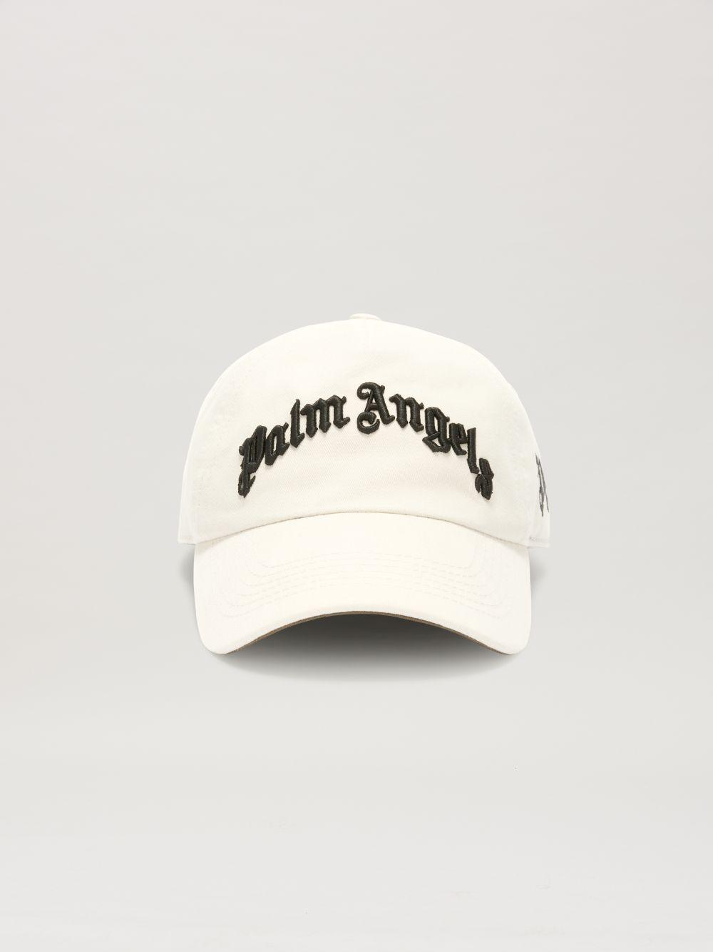 Palm Angels メンズ ホワイト カーブロゴ キャップ キャップ