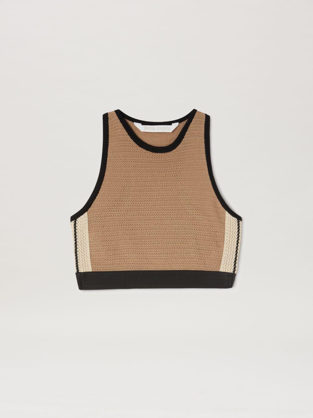 Palm Angels logo-embroidered cropped gilet - Neutrals