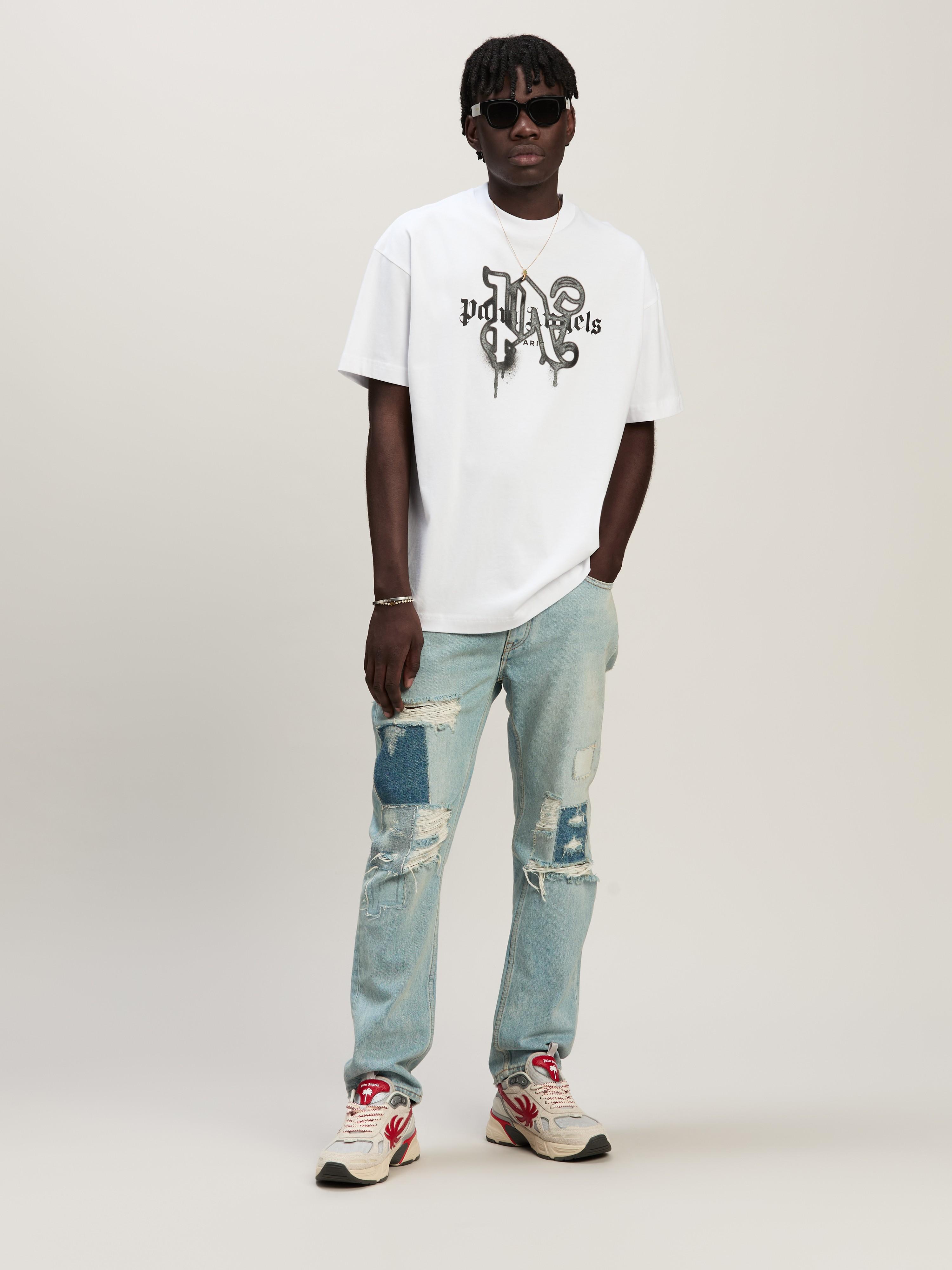 Palm Angels◆モノグラム スプレー シティ Tシャツ 送料込 Palm Angels Paris Monogram Spray Tee in White for Men | Lyst