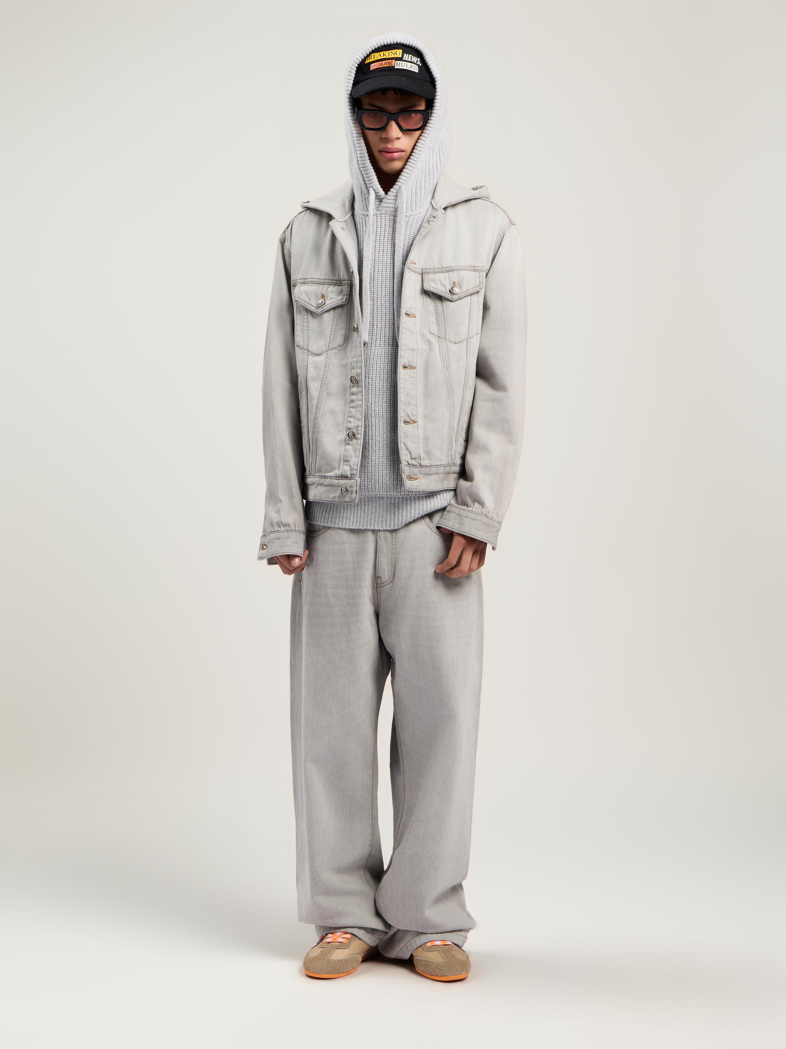 Palm Angels Curved Logo Denim Jacket Light in White for Men