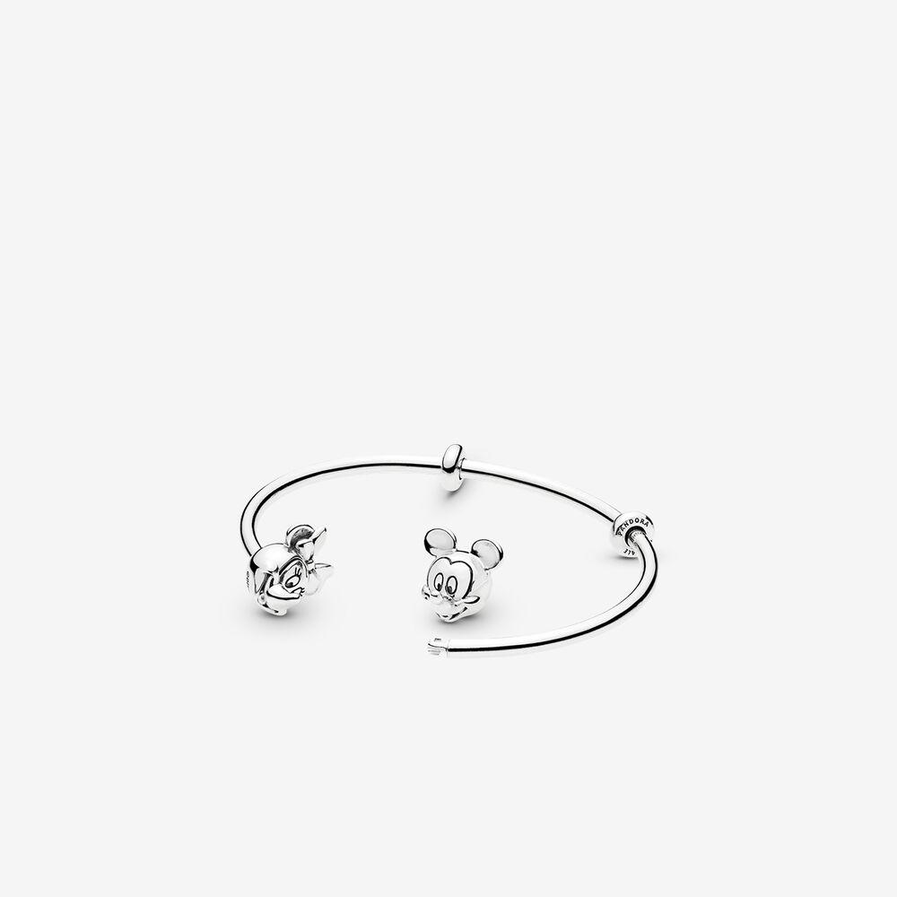 PANDORA Disney Moments Mickey Mouse & Minnie Mouse Open Bangle in Metallic  | Lyst