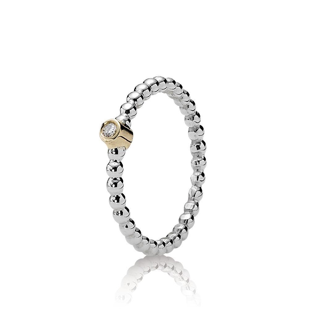 PANDORA Silver And 14k Diamond Evening Star Ring in Metallic | Lyst