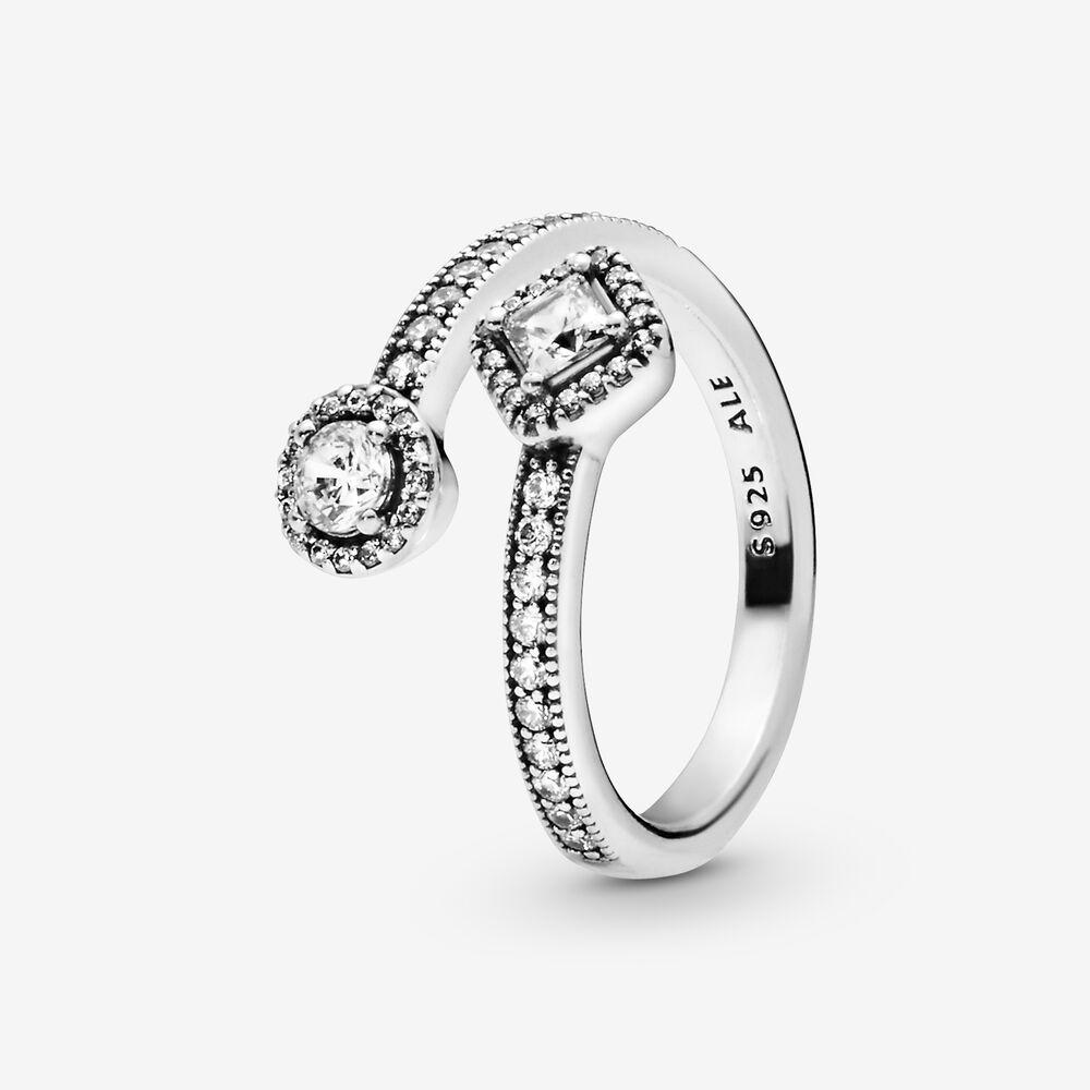 PANDORA Sparkling Square & Circle Open Ring in Metallic | Lyst