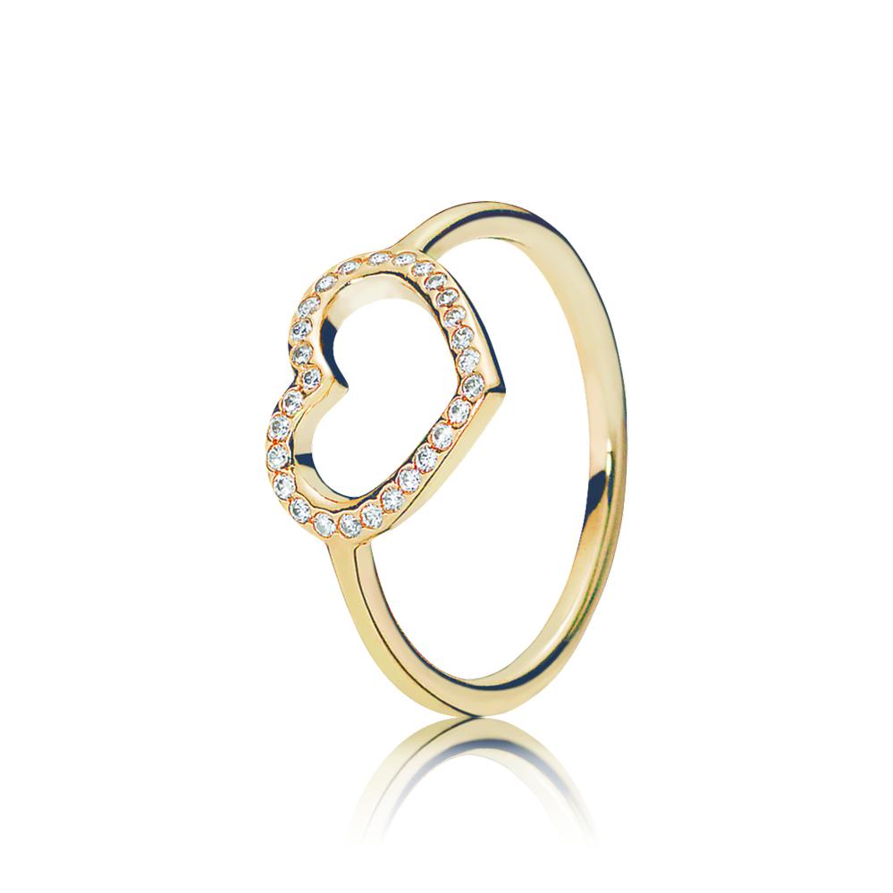 PANDORA Captured Heart 14k Cz Ring in 