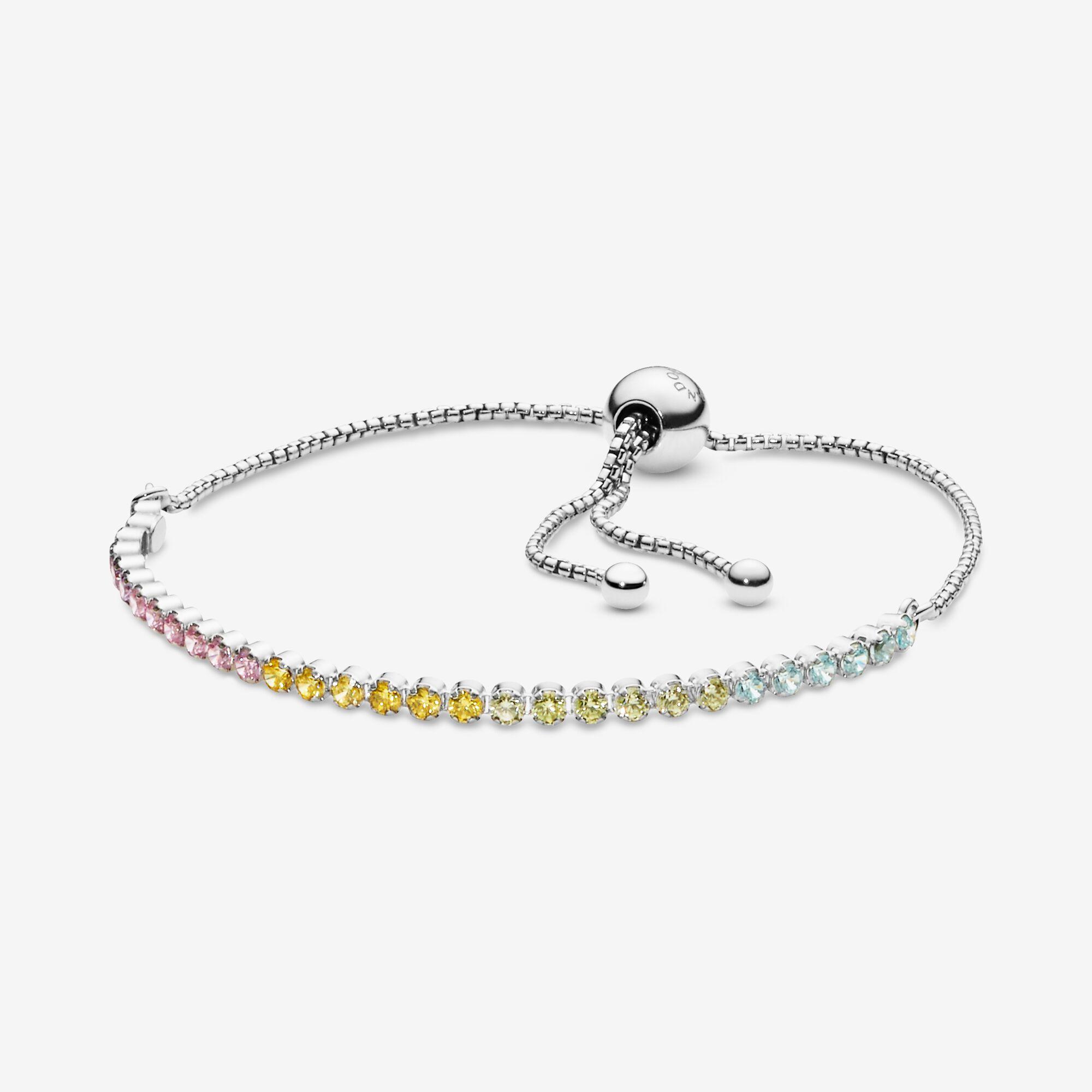 PANDORA Rainbow Sparkling Slider Tennis Bracelet in Metallic | Lyst