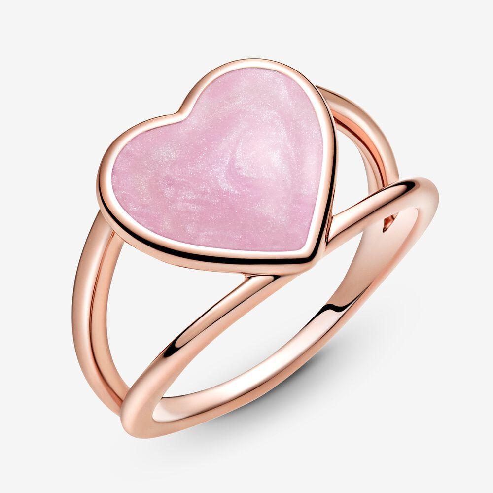 PANDORA Pink Swirl Heart Statement Ring 