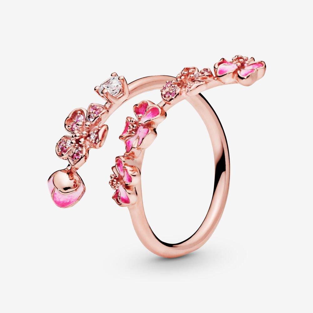 PANDORA Pink Peach Blossom Flower Branch Open Ring - Final Sale | Lyst