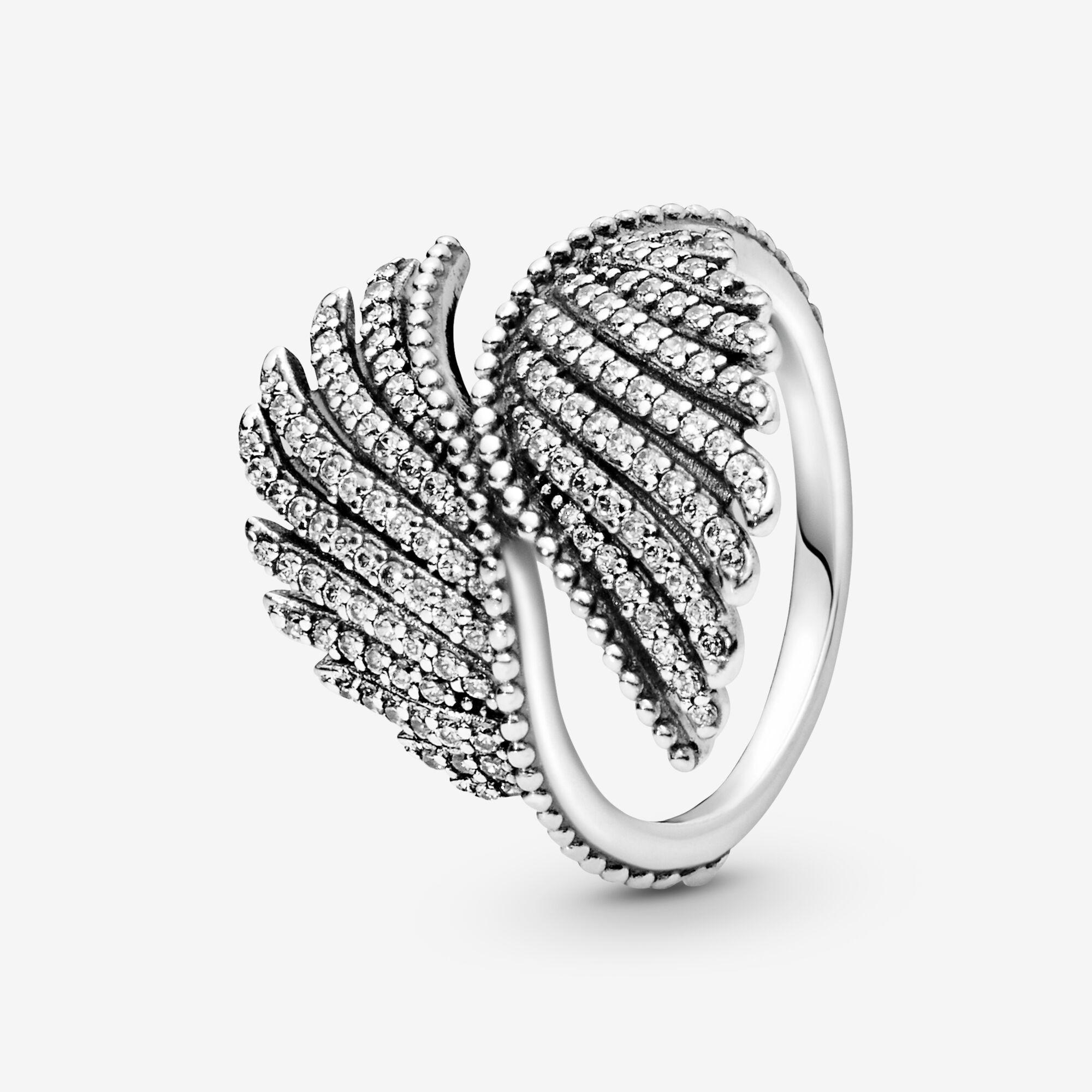 PANDORA Shimmering Phoenix Feather Statement Ring in Metallic | Lyst