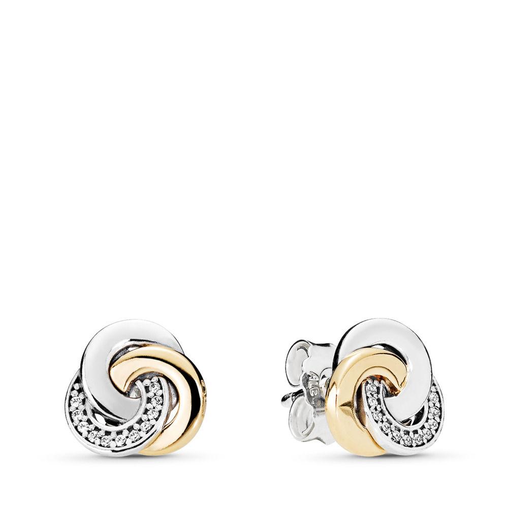 PANDORA Interlinked Circles Stud Earrings in Metallic | Lyst