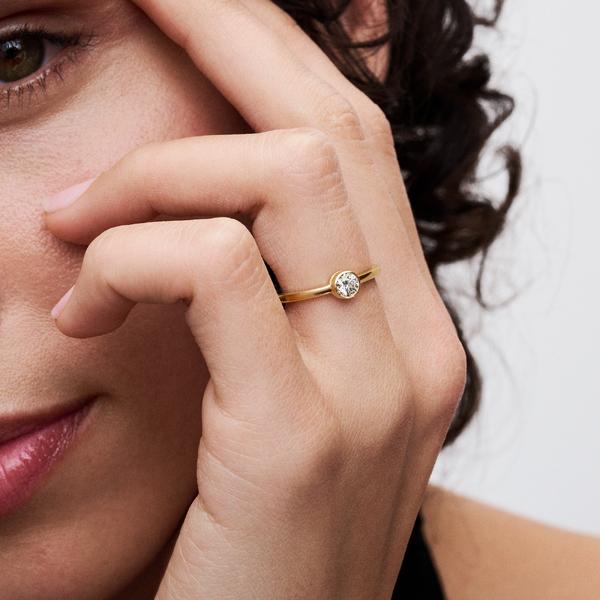 PANDORA Era Bezel 14K Lab-Grown Diamond Ring in Metallic Lyst UK