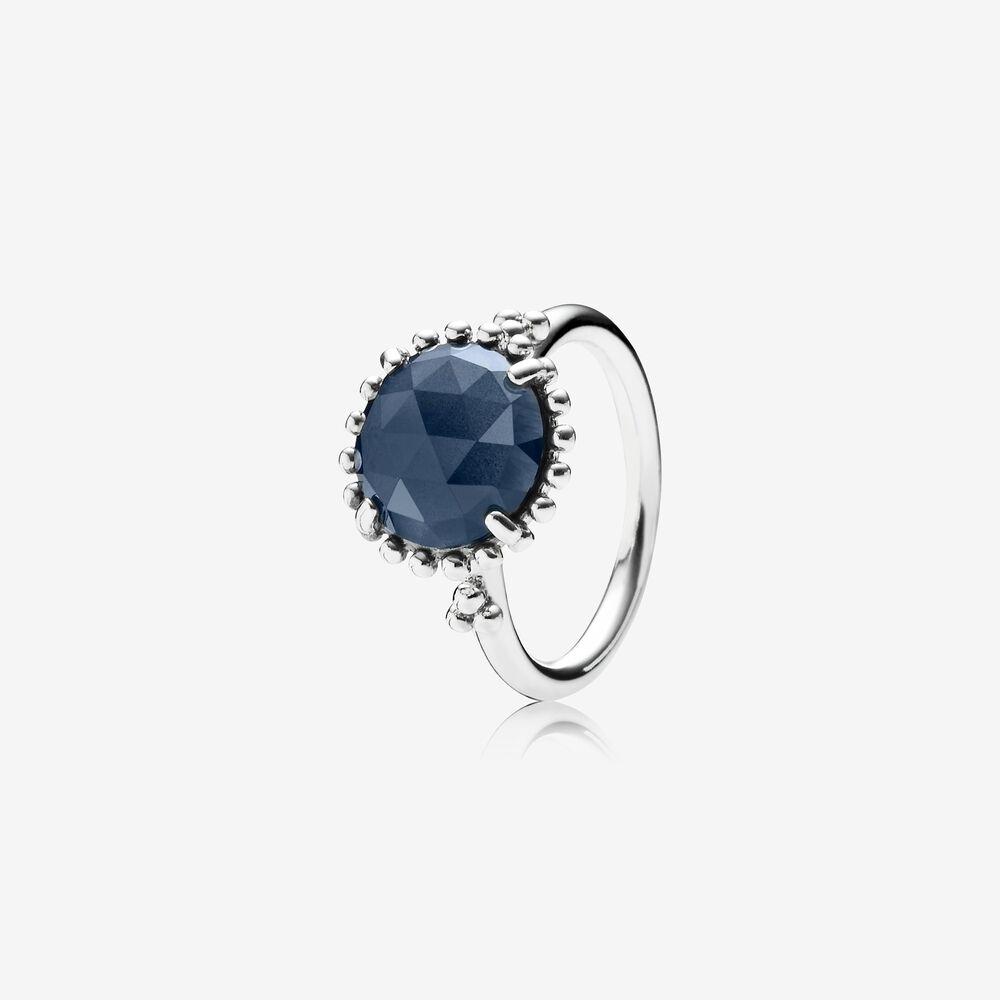 PANDORA Silver & Midnight Blue Crystal Midnight Star Ring - Lyst