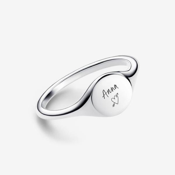 PANDORA Engravable Signet Ring in Metallic Lyst UK
