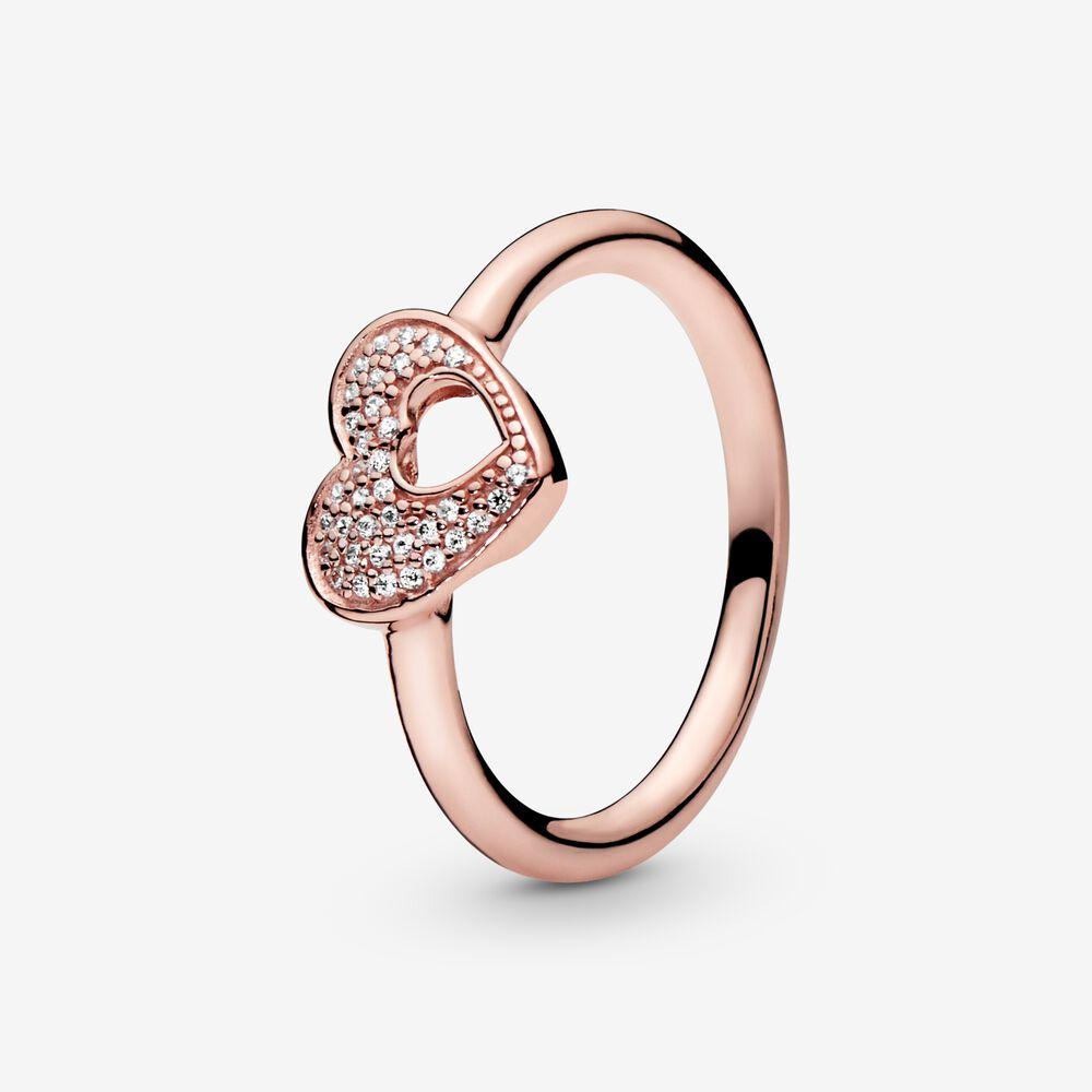PANDORA Rose Cz Shimmering Puzzle Heart Frame Ring in Metallic | Lyst
