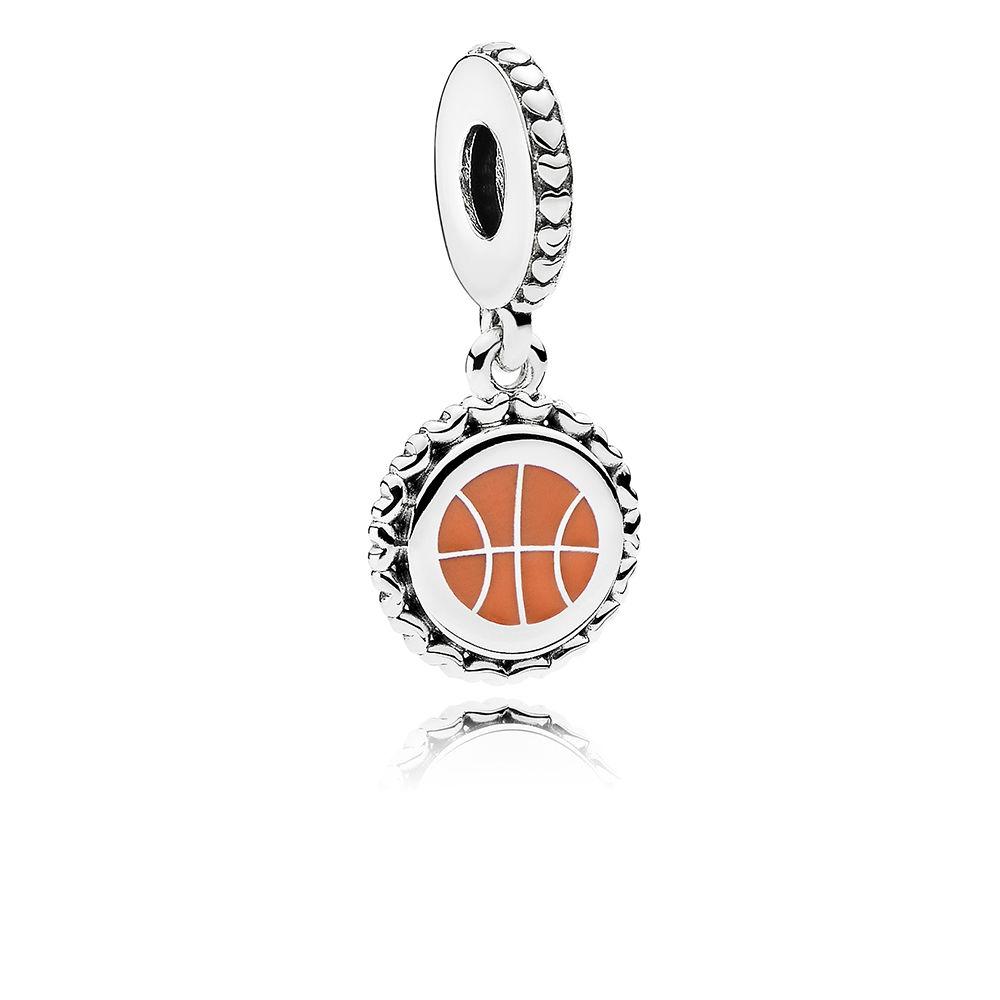 PANDORA Jewelry Silver Basketball Dangle Charm in Orange | Lyst