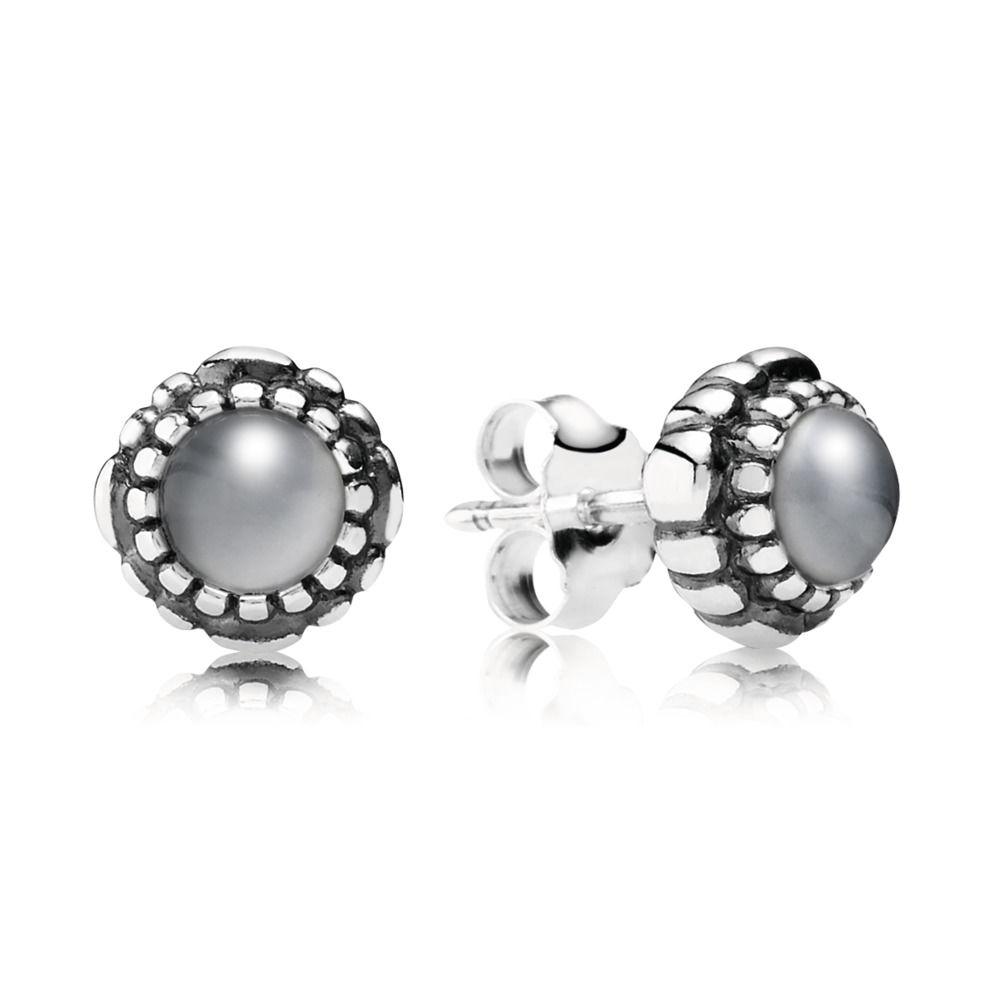 PANDORA June Birthstone Stud Earrings in Metallic Lyst