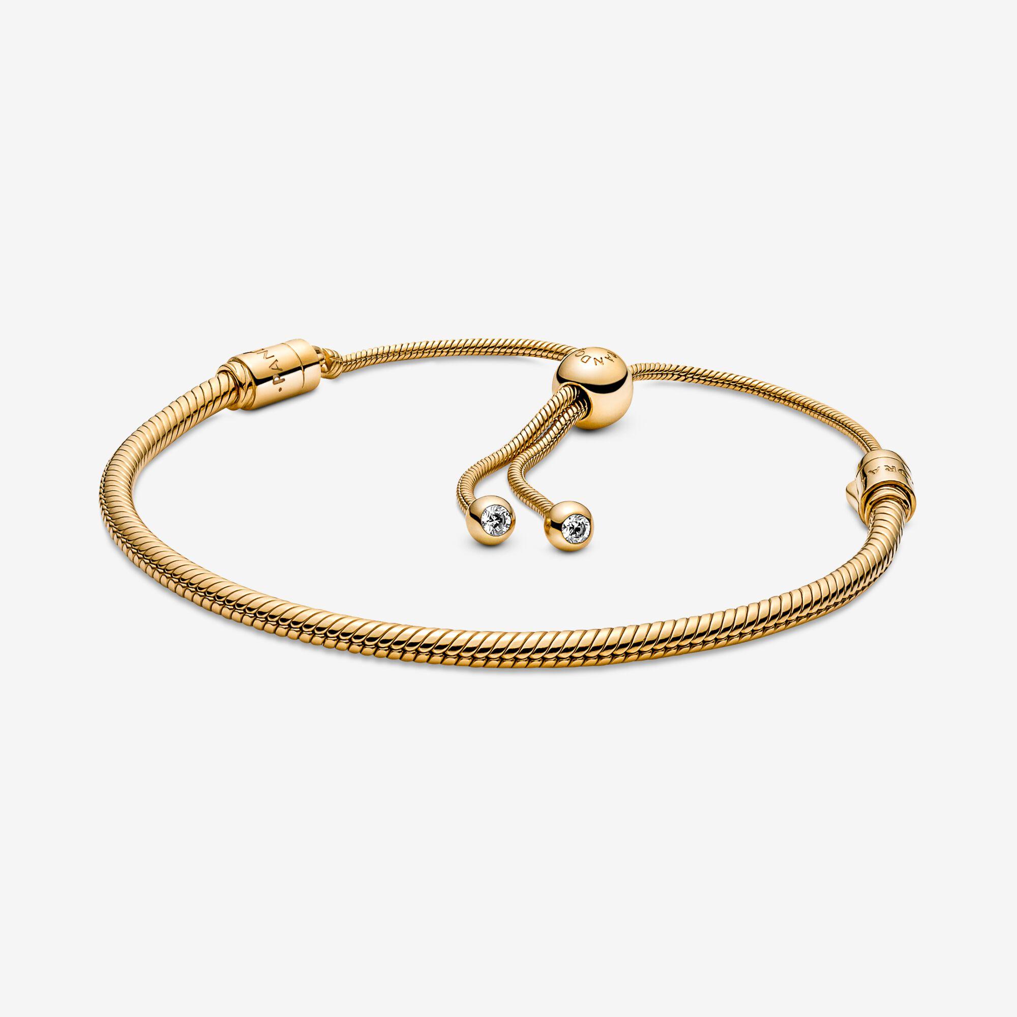 PANDORA Moments Snake Chain Slider Bracelet in Metallic | Lyst