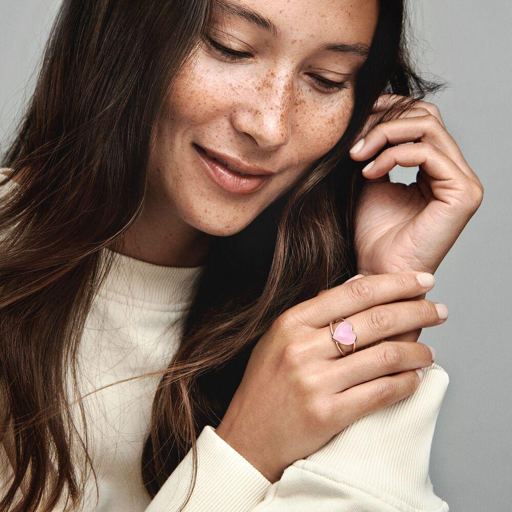 PANDORA Pink Swirl Heart Statement Ring 