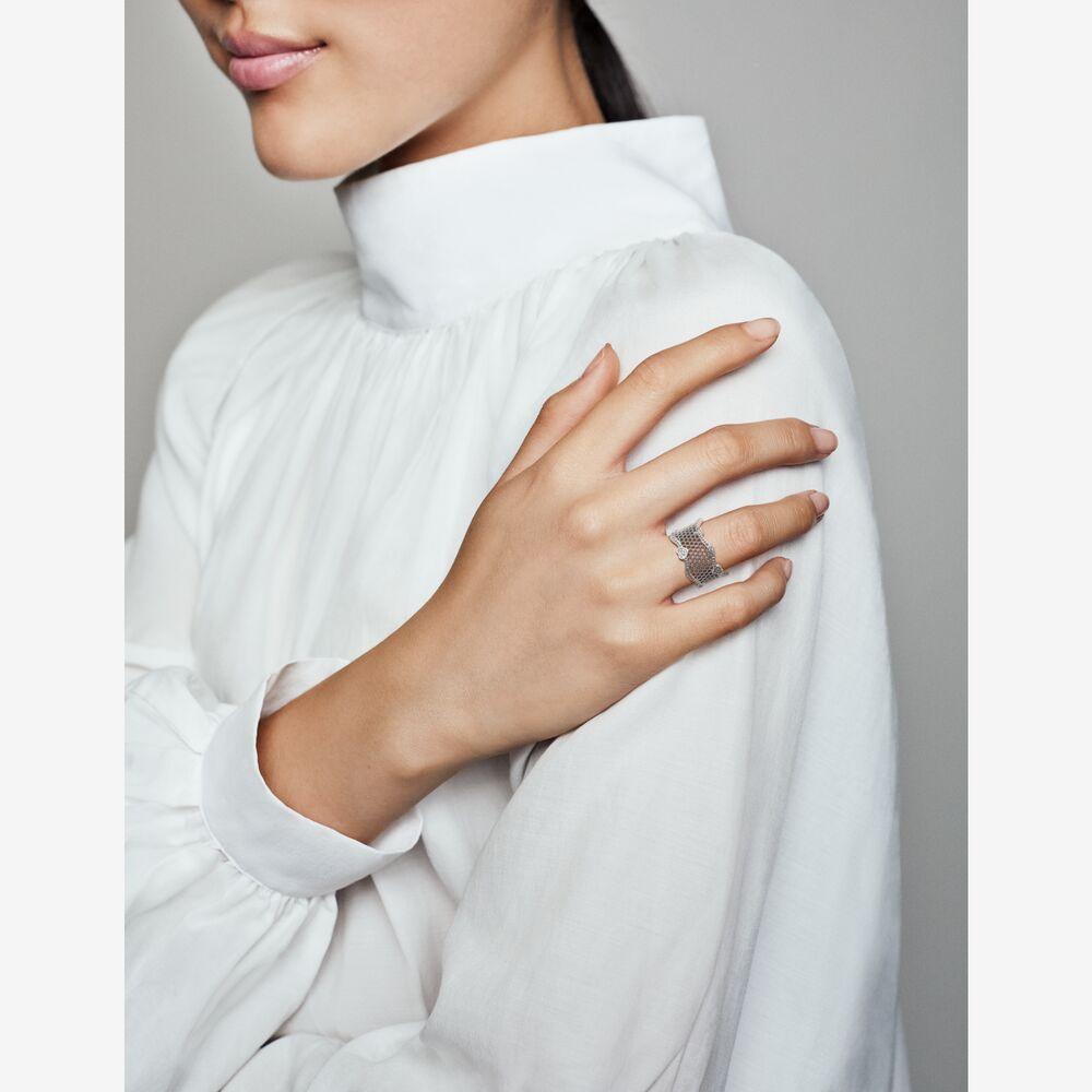 PANDORA Pavé Hearts Lace Ring | Lyst