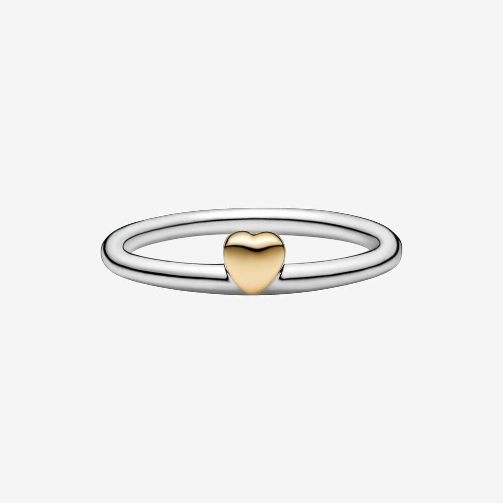 PANDORA Polished Heart Puzzle Ring in Metallic Lyst UK