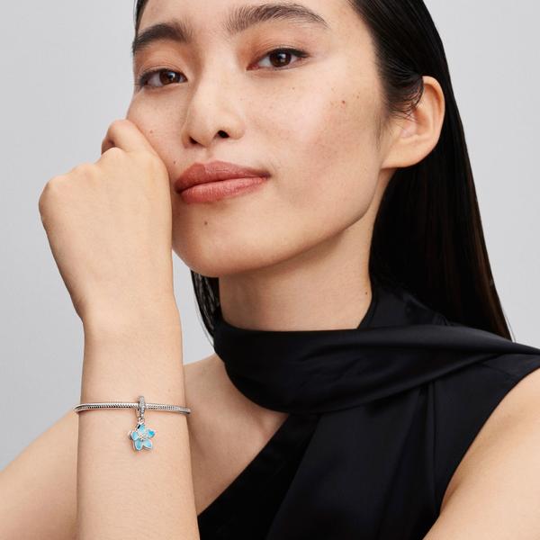 PANDORA Blossom Dangle Charm in Blue | Lyst UK
