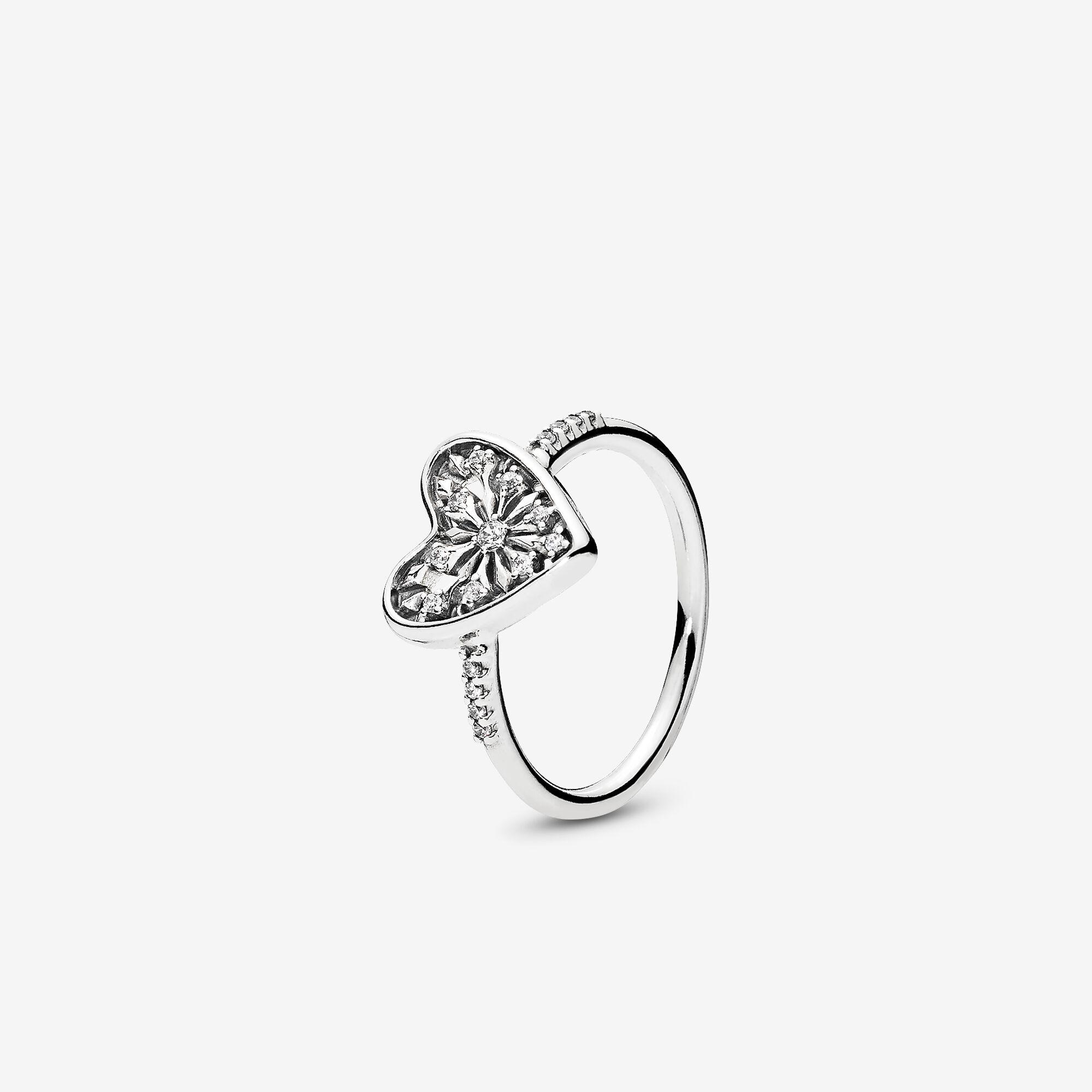 PANDORA Silver Cz Heart Of Winter Ring in Metallic | Lyst
