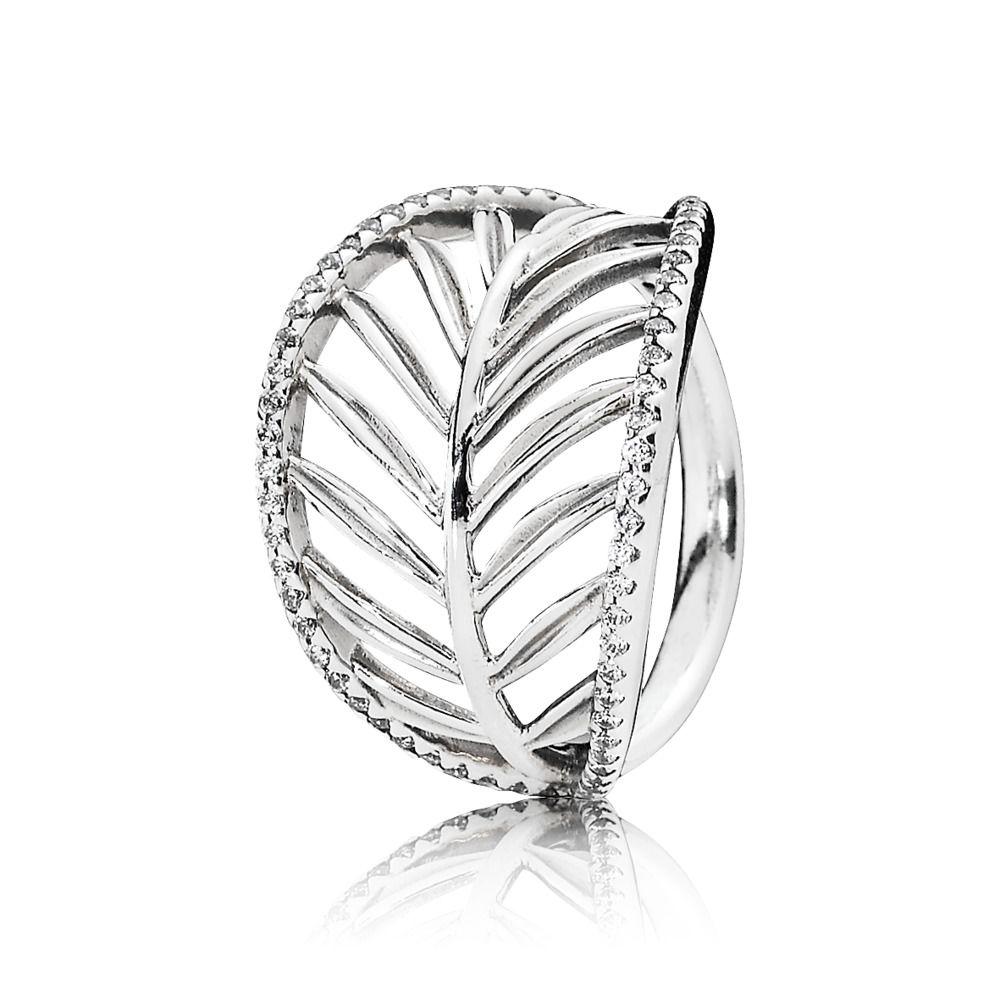 PANDORA Silver Cz Palm Leaf Ring in Metallic - Save 52% | Lyst