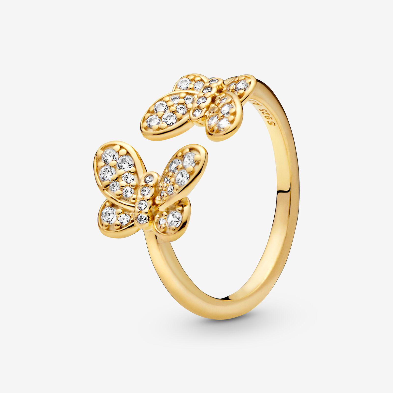 PANDORA Butterfly Open Ring in Silver/Gold (Metallic) Lyst