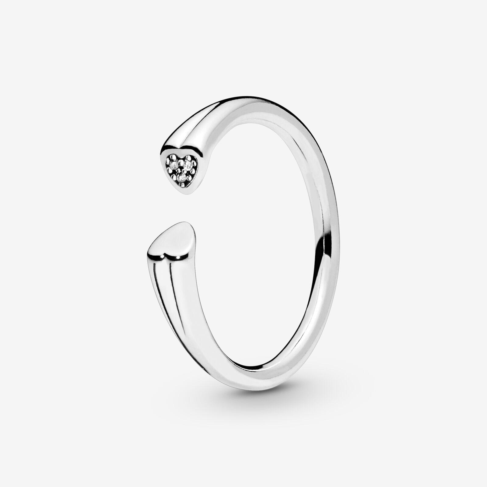 PANDORA Polished And Sparkling Hearts Open Ring in Metallic Lyst