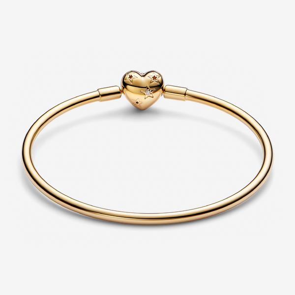 PANDORA Celestial Heart Clasp Bangle in Metallic Lyst UK