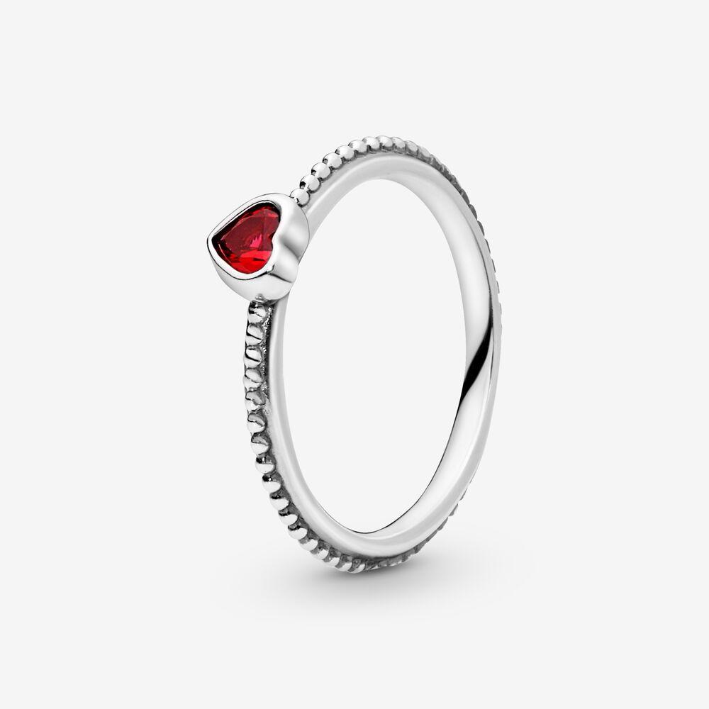 PANDORA Synthetic Red Heart Beaded Ring 