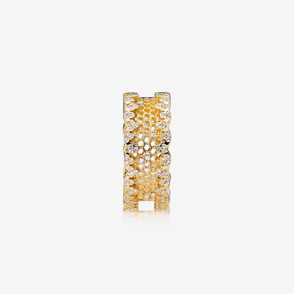 PANDORA Honeycomb Lace Ring in Metallic | Lyst