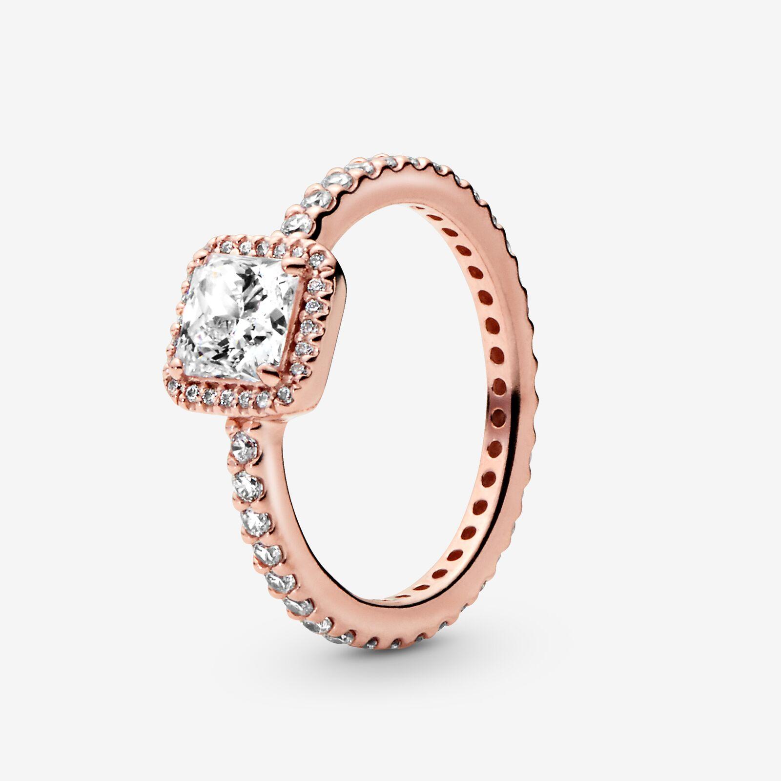 PANDORA Square Sparkle Halo Ring in Rose Gold (Metallic) - Lyst